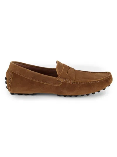 Massimo Matteo Men's Suede Driving Penny Loafers In Brown