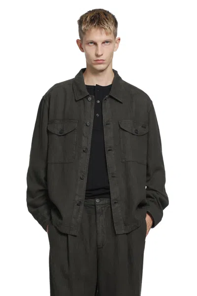 Massimo Osti Studio Brushed Linen Overshirt In Black