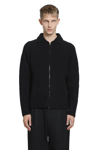 Massimo Osti Studio Felted Cardigan In Black