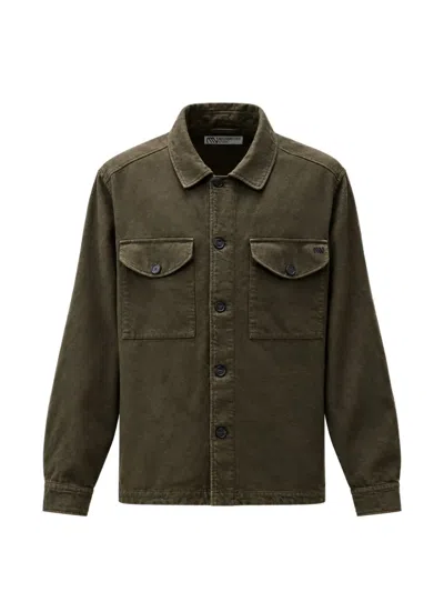 Massimo Osti Studio Garment-dyed Flap-pocket Shirt Jacket In Green