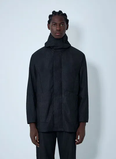 Massimo Osti Studio Hooded Wool Jacket In Black