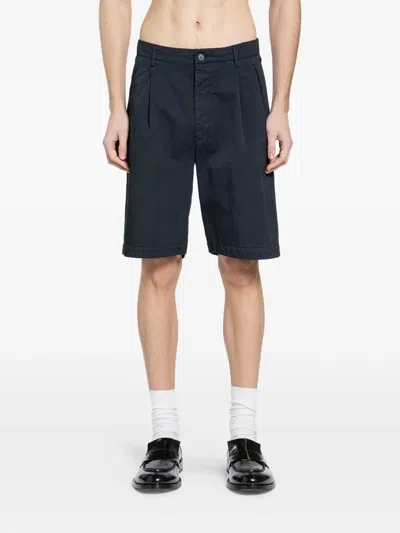 Massimo Osti Studio Pleated Bermuda Shorts In Blue