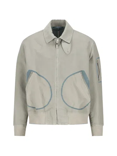 Massimo Osti Studio Polo Collar Bomber Jacket In Neutral