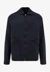 Massimo Osti Studio Zip-up Silk-blend Jacket In Blue