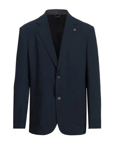 Massimo Rebecchi Man Blazer Navy Size 46 Polyester, Viscose, Elastane In Navy