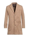 Massimo Rebecchi Man Coat Camel Size 46 Polyester, Elastane In Beige