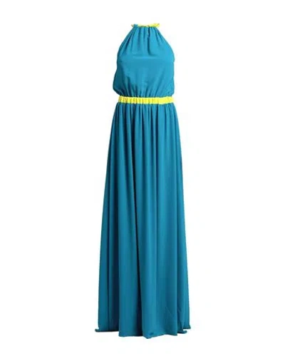 Massimo Rebecchi Woman Maxi Dress Turquoise Size 6 Polyester, Elastane In Blue