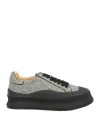 Massimo Santini Woman Sneakers Military Green Size 8 Textile Fibers