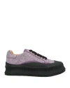 Massimo Santini Woman Sneakers Purple Size 8 Textile Fibers