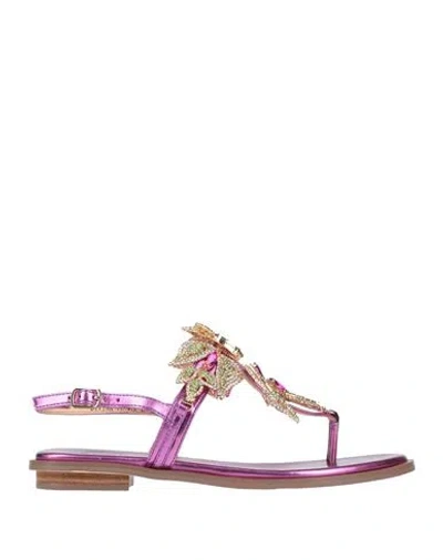 Massimo Santini Woman Thong Sandal Fuchsia Size 8 Textile Fibers In Pink