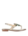 Massimo Santini Woman Thong Sandal Gold Size 7 Textile Fibers
