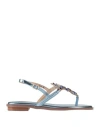Massimo Santini Woman Thong Sandal Light Blue Size 8 Textile Fibers