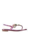 Massimo Santini Woman Thong Sandal Mauve Size 7 Textile Fibers