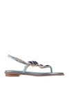 Massimo Santini Woman Thong Sandal Sky Blue Size 11 Textile Fibers