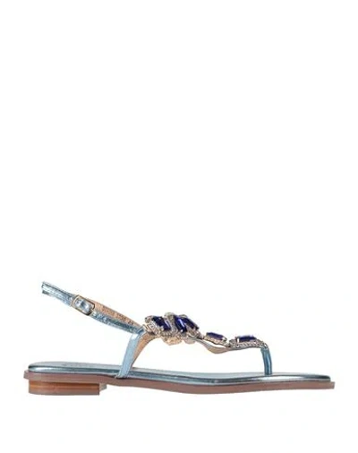 Massimo Santini Woman Thong Sandal Sky Blue Size 11 Textile Fibers