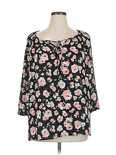 Pre-owned Massini 3/4 Sleeve Blouse In Black