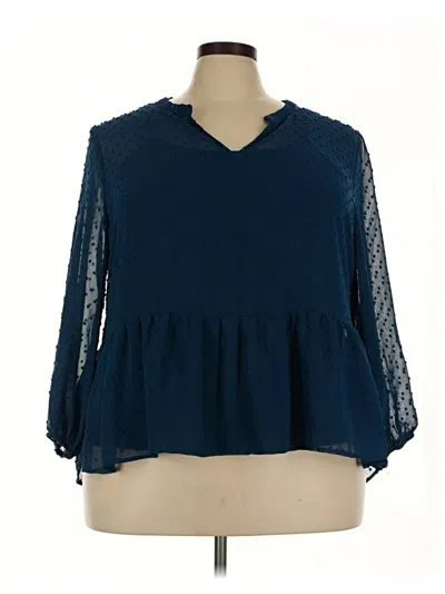 Pre-owned Massini 3/4 Sleeve Blouse In Blue