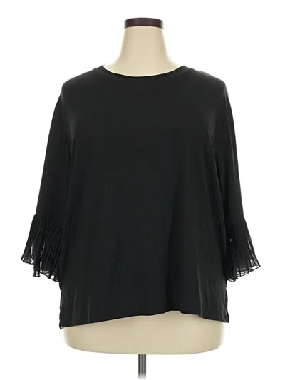 Pre-owned Massini 3/4 Sleeve Top Black Boatneck Tops