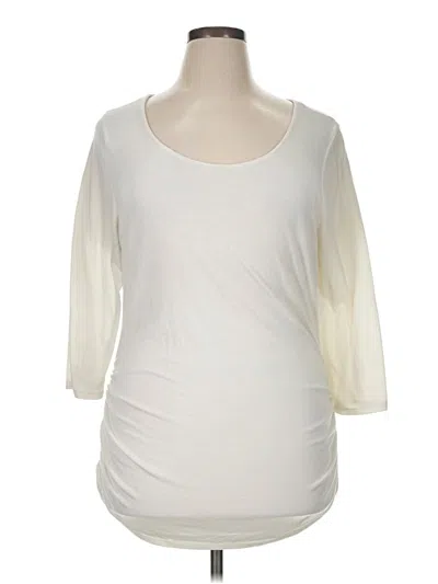 Pre-owned Massini 3/4 Sleeve Top Ivory Scoop Neck Tops