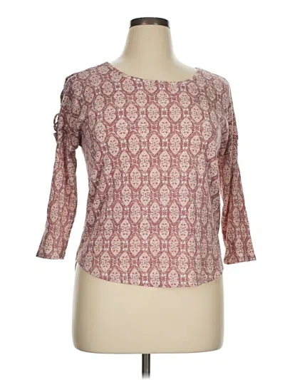 Pre-owned Massini 3/4 Sleeve Top Pink Boatneck Tops