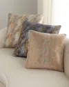 Massoud 22" Oil Printed Suede Pillow In Eggshell