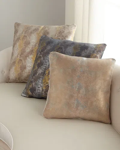 Massoud 22" Oil Printed Suede Pillow In Light Blue