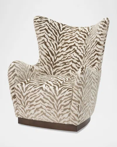 Massoud Adrienne Swivel Wing Chair In Neutral