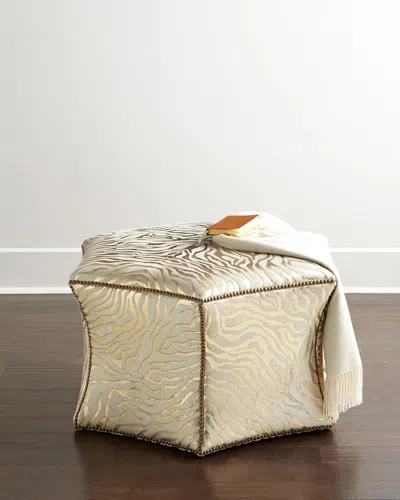 Massoud Alyssa Zebra Ottoman In Gold Zebra