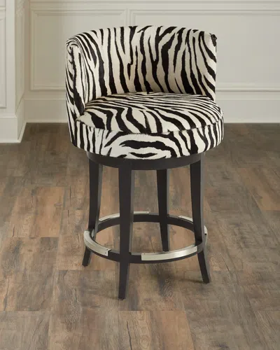 Massoud Aviana 24" Hair On Hide Counter Stool In Zebra