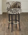 Massoud Aviana 30" Hair On Hide Bar Stool In Zebra