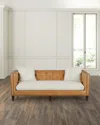 Massoud Blaine Tufted Leather Sofa, 90" In Tan