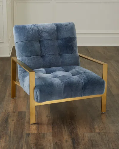 Massoud Bondi Shearling Lounge Chair In Denim Blue