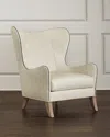 Massoud Bridgette Leather Wing Chair In White