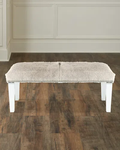 Massoud Brindle 47"l Hairhide Bench In Gray