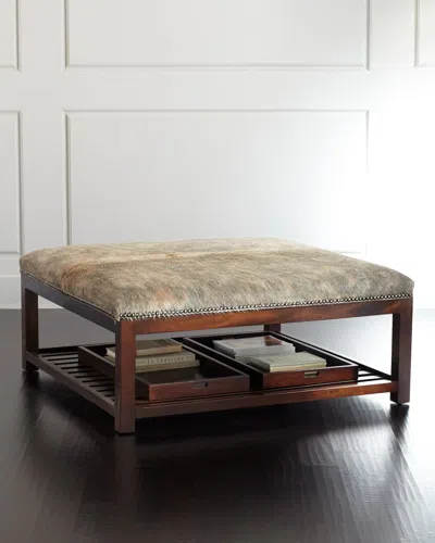 Massoud Brody Hairhide Ottoman In Brindle