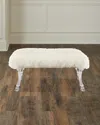 Massoud Centaur White Sheepskin Bench In White/acrylic