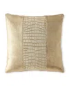 Massoud Colorblock Croc Pillow, 22"sq. In Ivory/cream