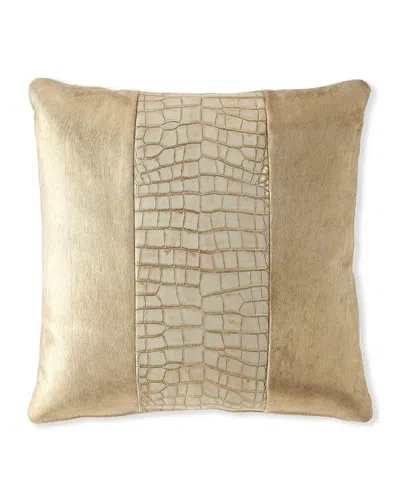 Massoud Colorblock Croc Pillow, 22"sq. In Ivory/cream