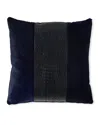 Massoud Colorblock Croc Pillow, 22"sq. In Blue