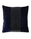 Massoud Colorblock Croc Pillow, 22"sq. In Navy