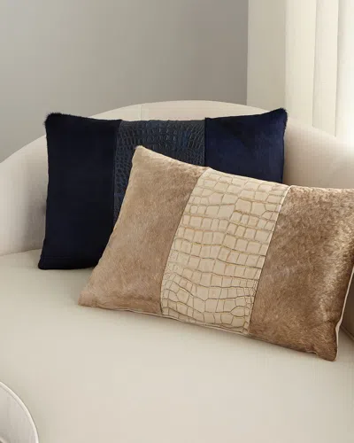 Massoud Colorblock Croc Pillow, 23" X 15" In Ivory