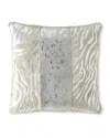 Massoud Colorblock Zebra & Spots Hair Hide Pillow, 19"sq. In Blue
