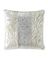 Massoud Colorblock Zebra & Spots Hair Hide Pillow, 19"sq. In Silver