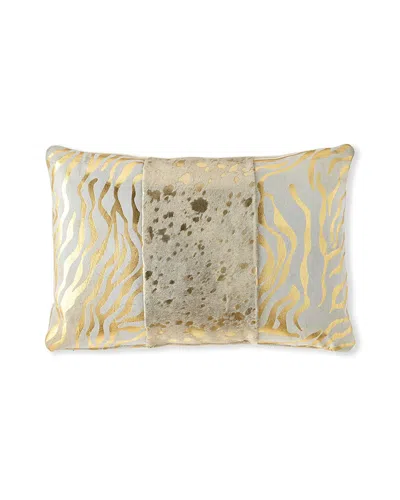 Massoud Colorblock Zebra & Spots Pillow, 23" X 15" In Gold