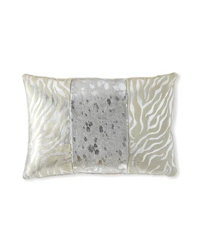 Massoud Colorblock Zebra & Spots Pillow, 23" X 15" In Metallic