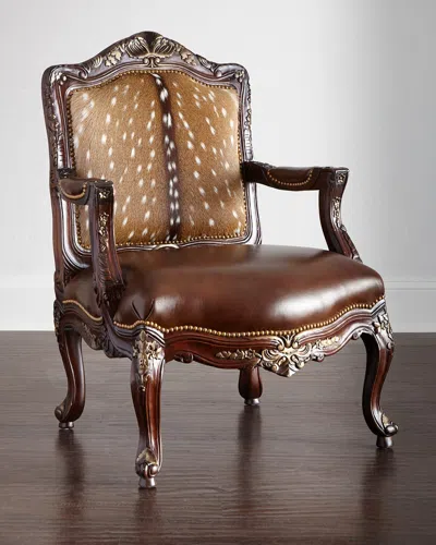 Massoud Dani Hairhide Leather Bergere Chair In Brown