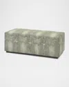 Massoud Darana Embossed Leather Bench, 48" In Greige 