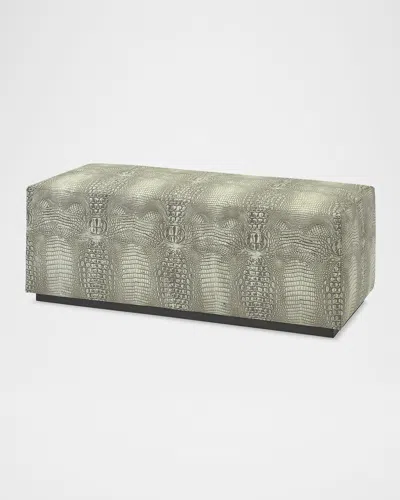 Massoud Darana Embossed Leather Bench, 48" In Greige 
