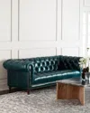 Massoud Davidson 94" Tufted Seat Chesterfield Sofa In Red Wine