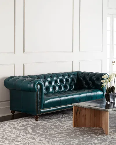 Massoud Davidson 94" Tufted Seat Chesterfield Sofa In Red Wine